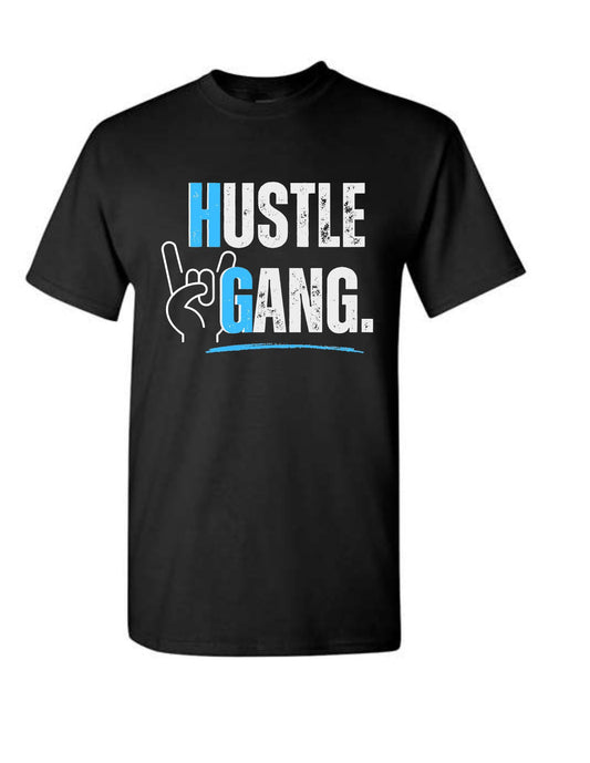 Hustle Gang Tee with hand symbol (Blue)